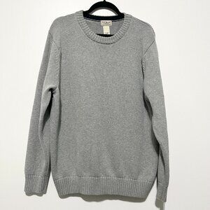 LL Bean Mens 100% Cotton Crewneck Sweater L Gray Thick Preppy Normcore Neutral